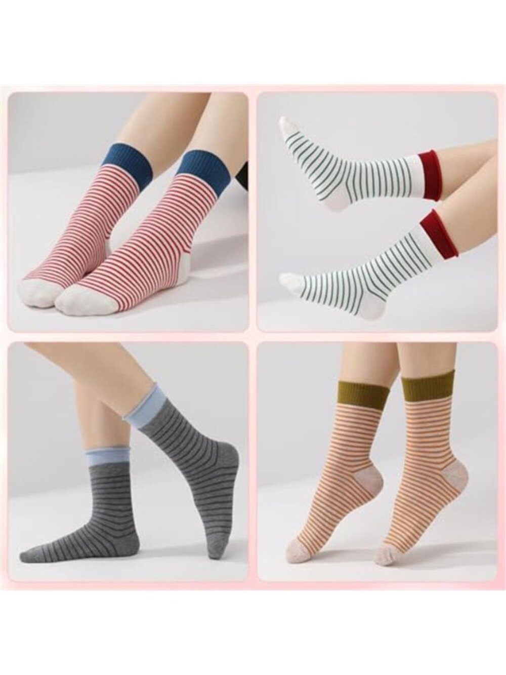 8 Pairs Retro Striped Socks for Women - Colorful Striped Crew Sock, Vintage - Picture 2 of 6